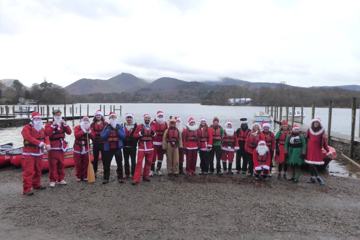 Santa Splash participants before the race