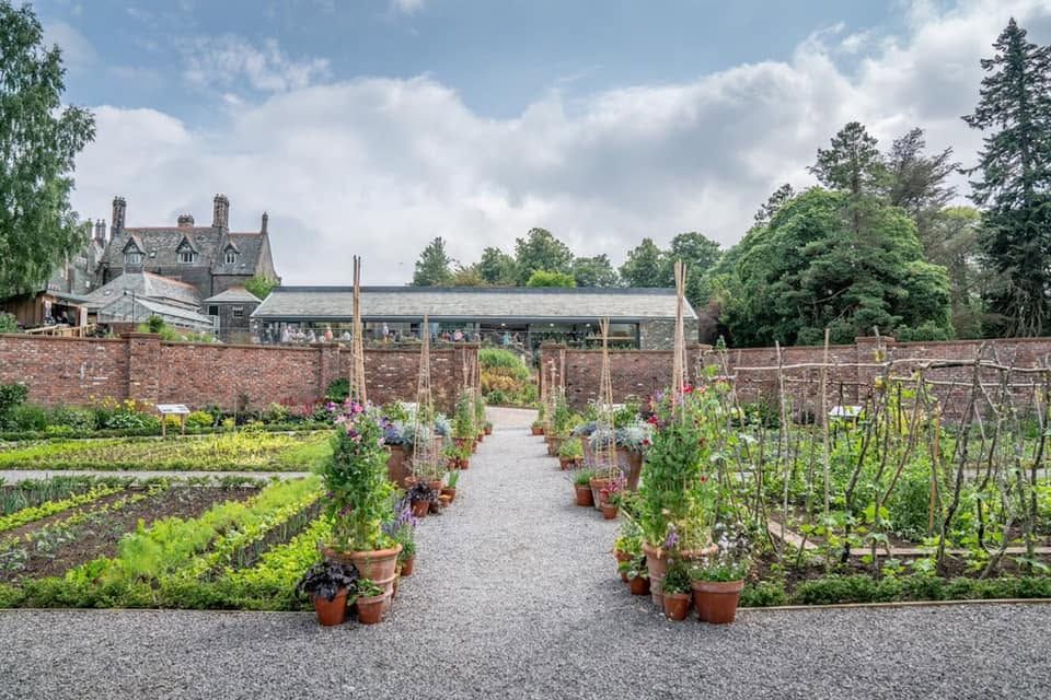 The walled kitchen garden at Lingholm, with Lingholm Kitchen beyond