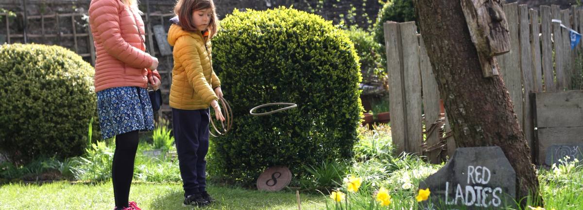 Children playing along the Wordsworth House and Garden Easter Trail.