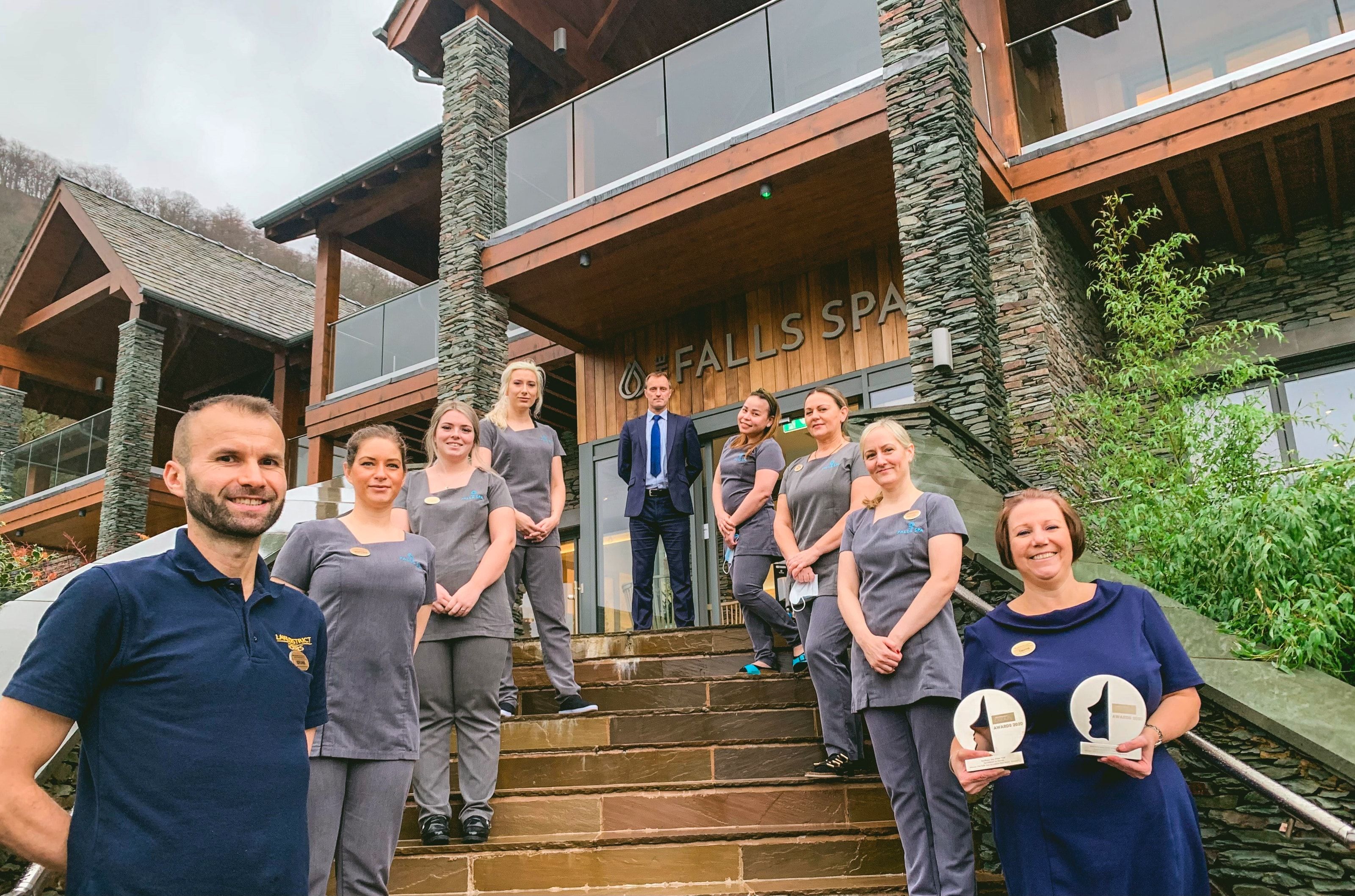 Falls Spa staff celebrating their awards outside the Spa