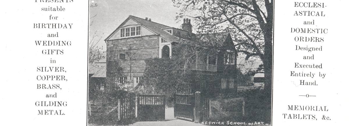 Old advert for the school of industrial arts taken from an old keswick guide