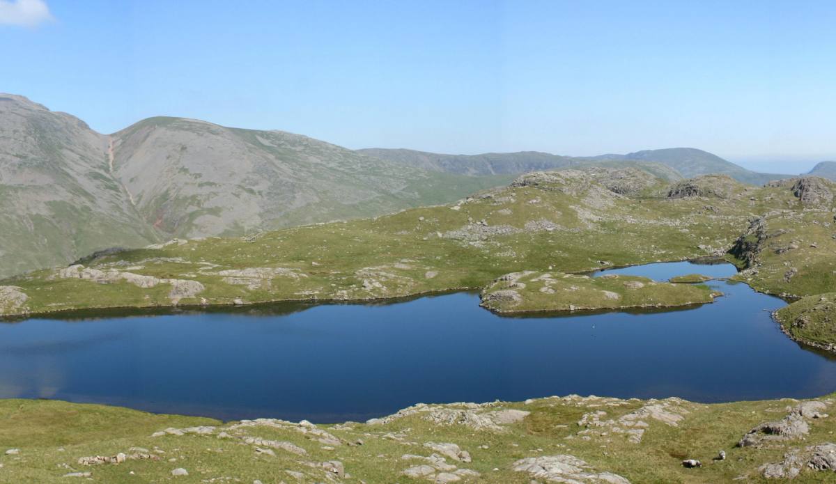 A boulder field on a high ridge in the central fells
