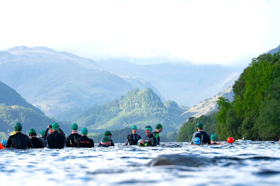 Open water swimmers in action