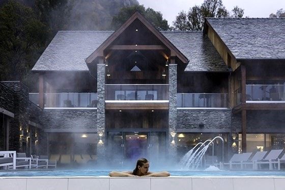 Heated pool outside Lodore Spa