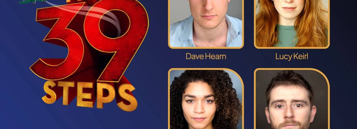 39 Steps main campaign image alongside headshots of the cast