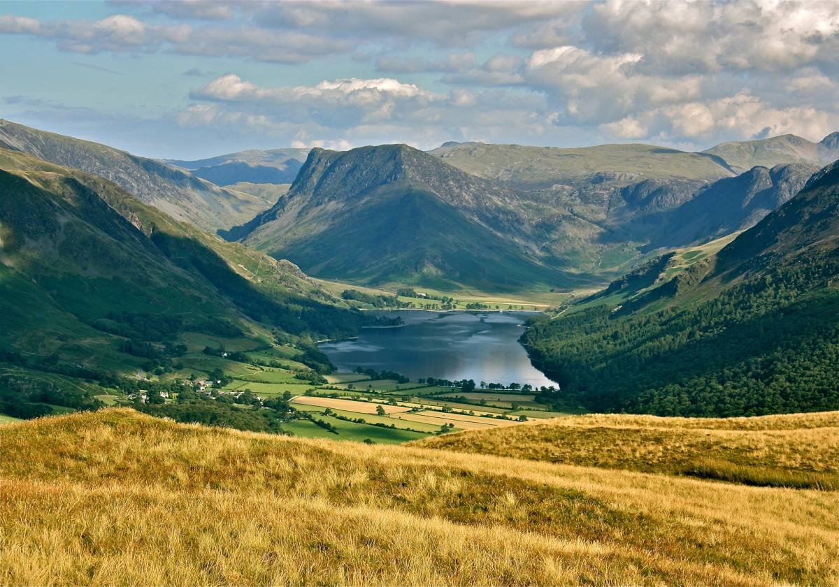 high up view of buttermere