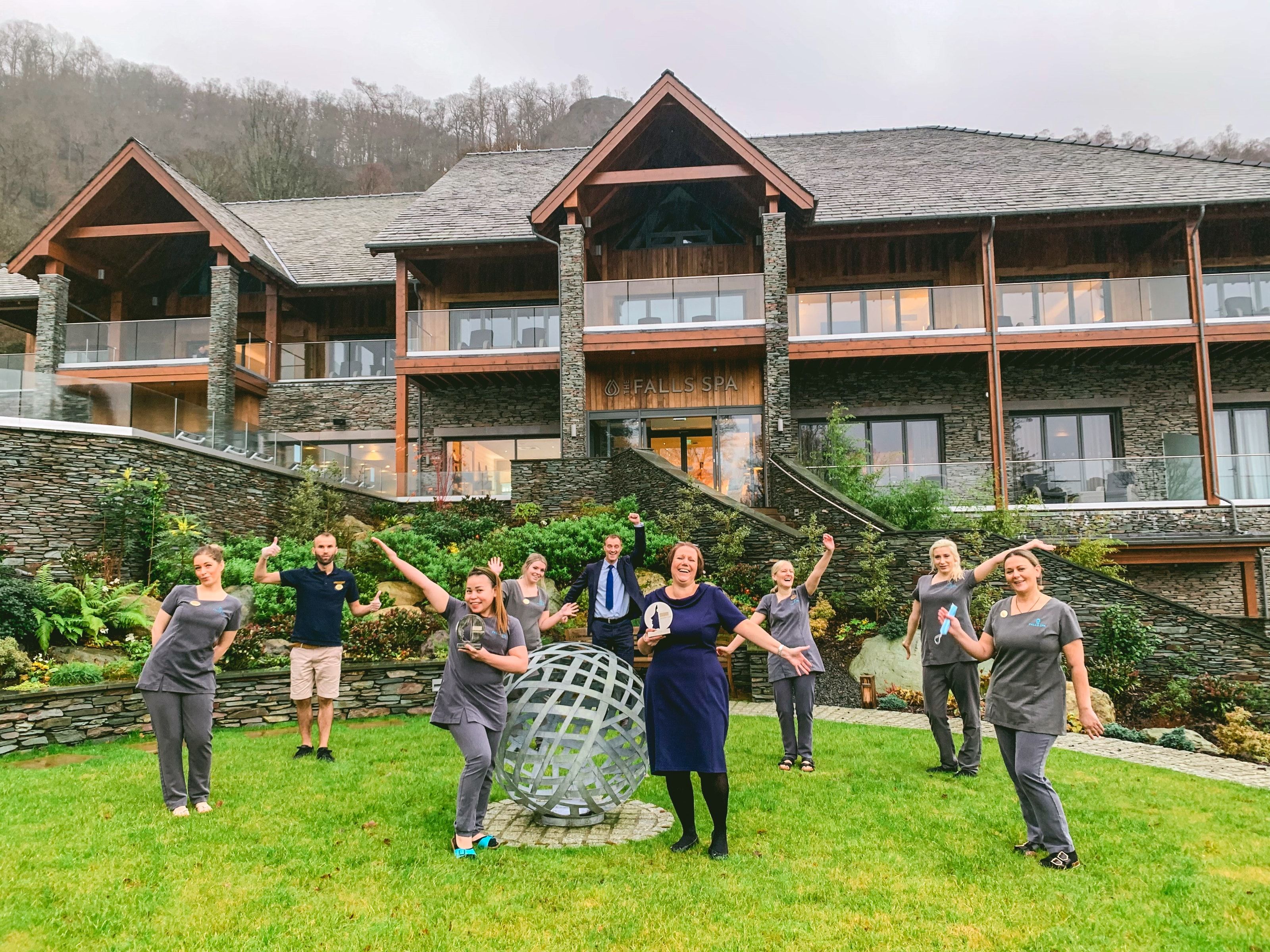 Falls Spa staff celebrating their awards outside the Spa