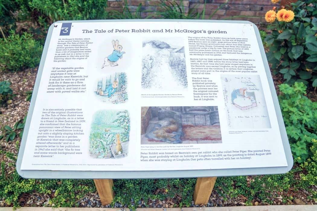 Information board at Lingholm about Beatrix Potter and Mr McGregor’s garden