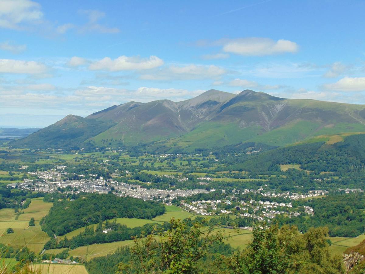 Keswick spread out below with Skiddaw filling the skyline behind it