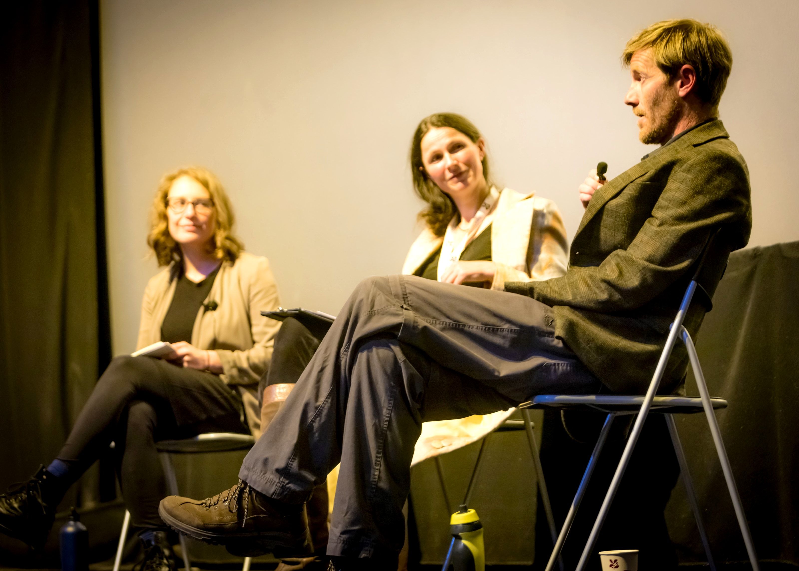 Film maker RL Wilson on right answering questions frmo the audience with Rebecca Beinart and Jessie Binns