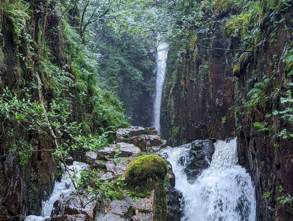 Flowing high waterfall