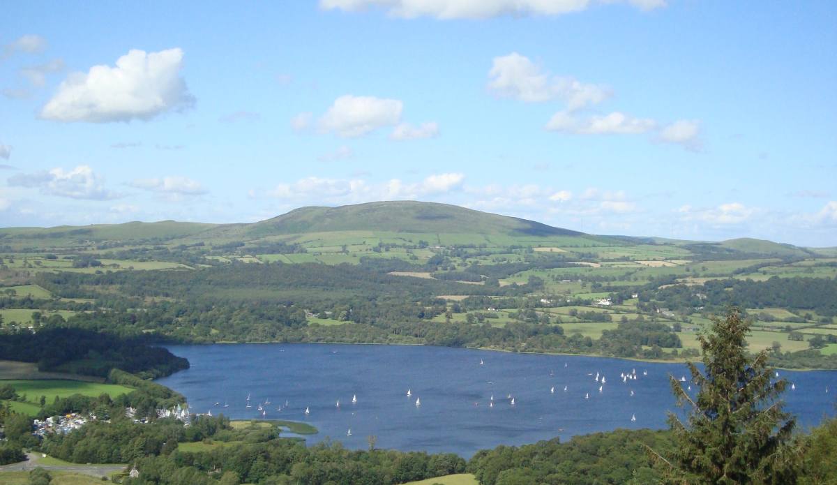 Sky view of Bassenthwaite Lake with Binsey
