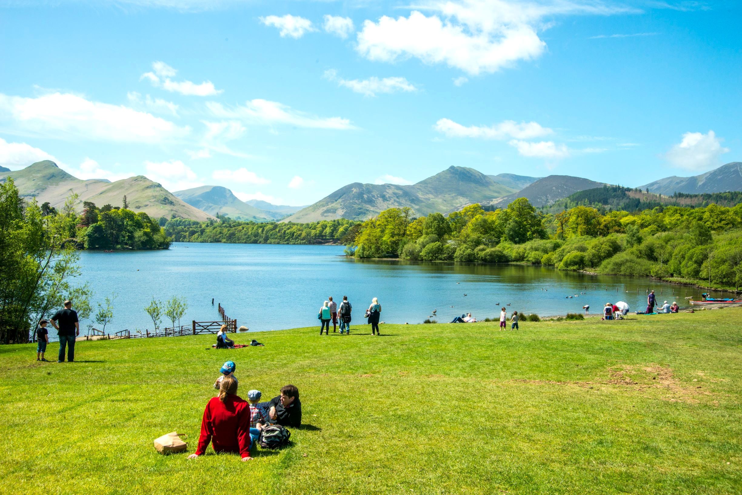 Derwentwater lying still with the fells reflected seen from Friars Crag