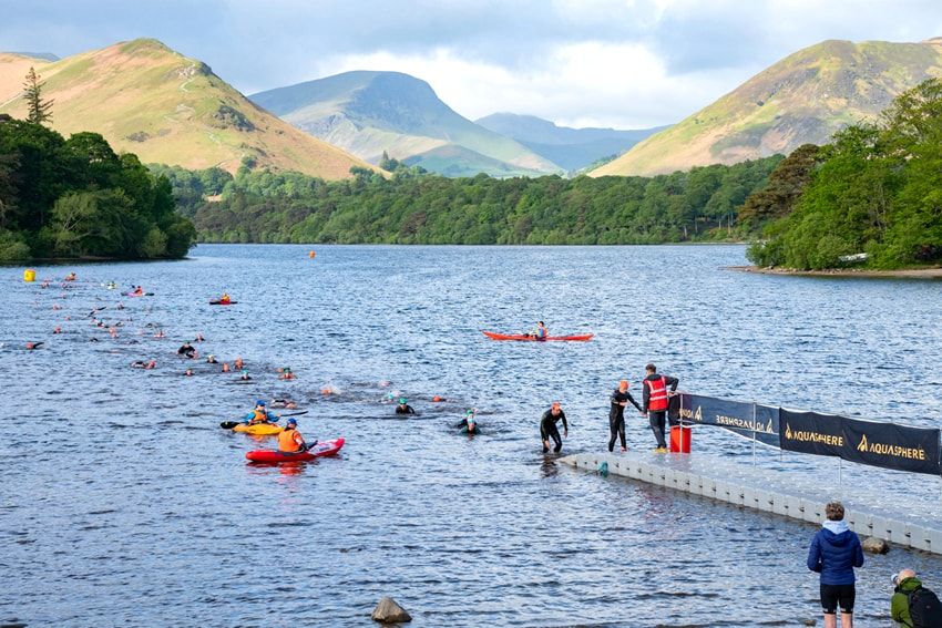 wild swimming in derwent water for keswick mountain festival