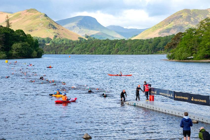 wild swimming in derwent water for keswick mountain festival