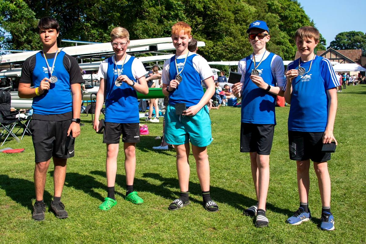 Junior Lakeland learn-to-row graduates after winning at Hexham Regatta. Photo by Clive Penkett