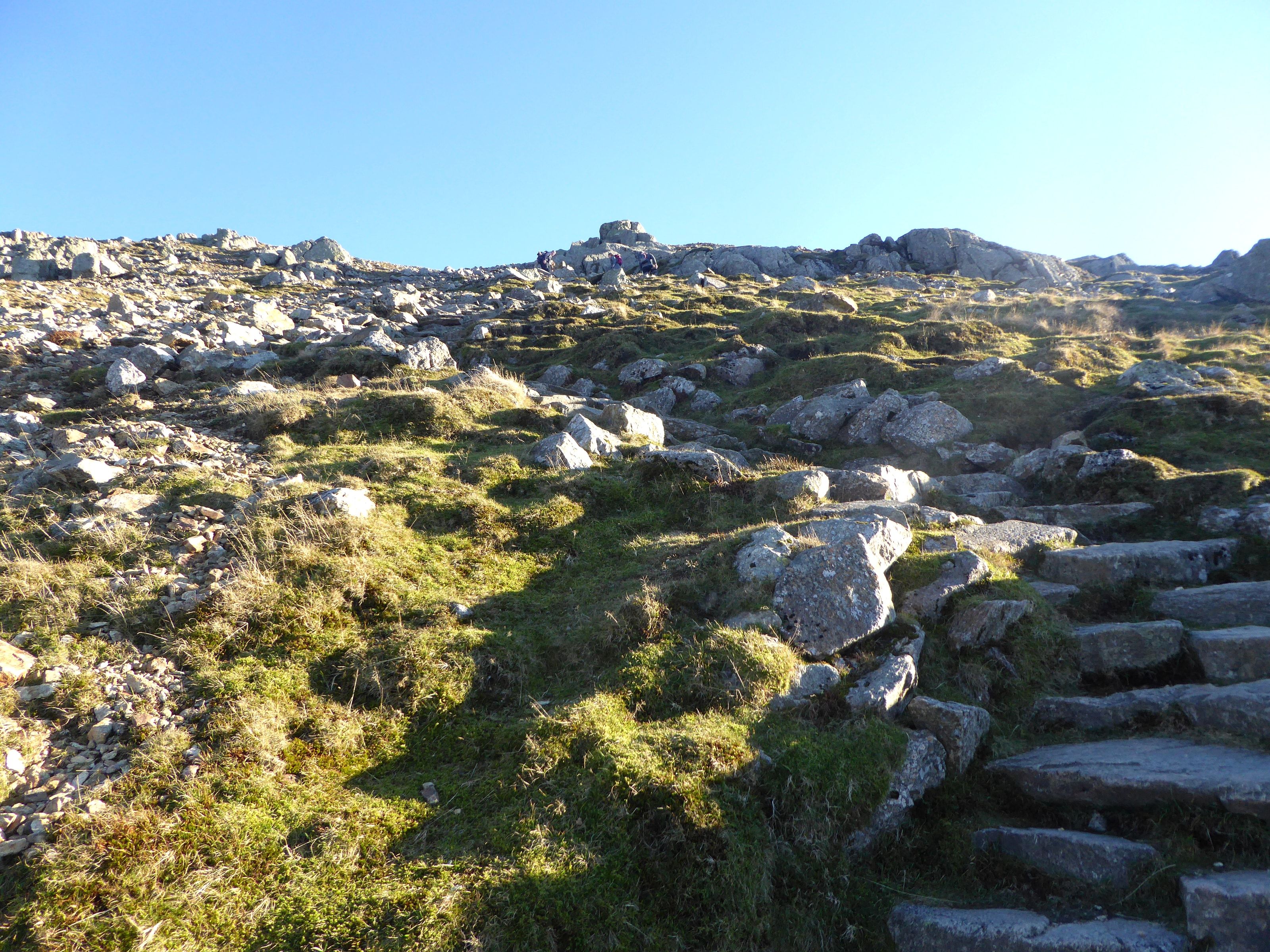 A boulder field on a high ridge in the central fells