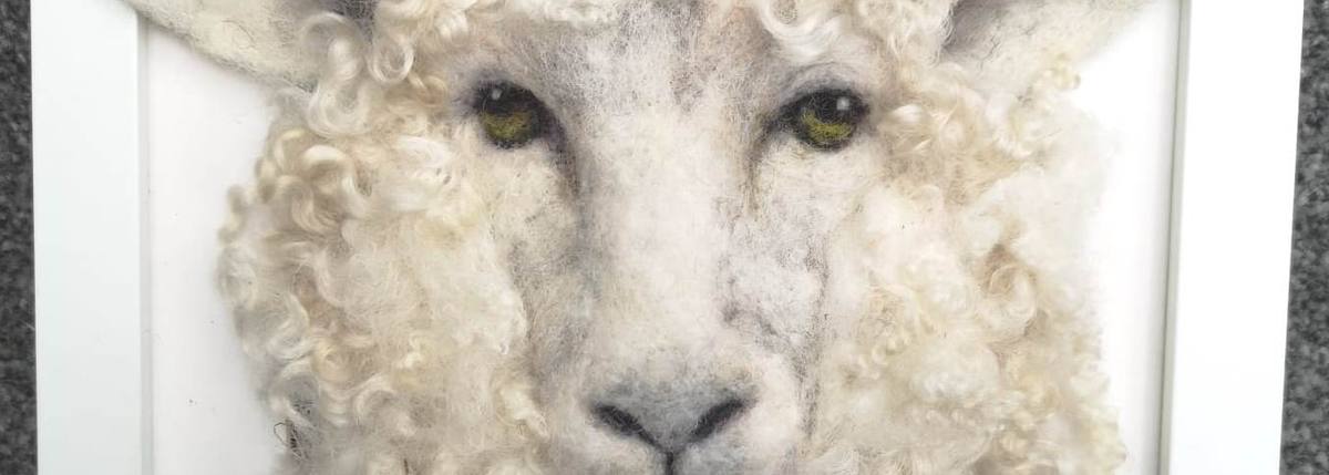 'Needle Felted Sheep Portrait of