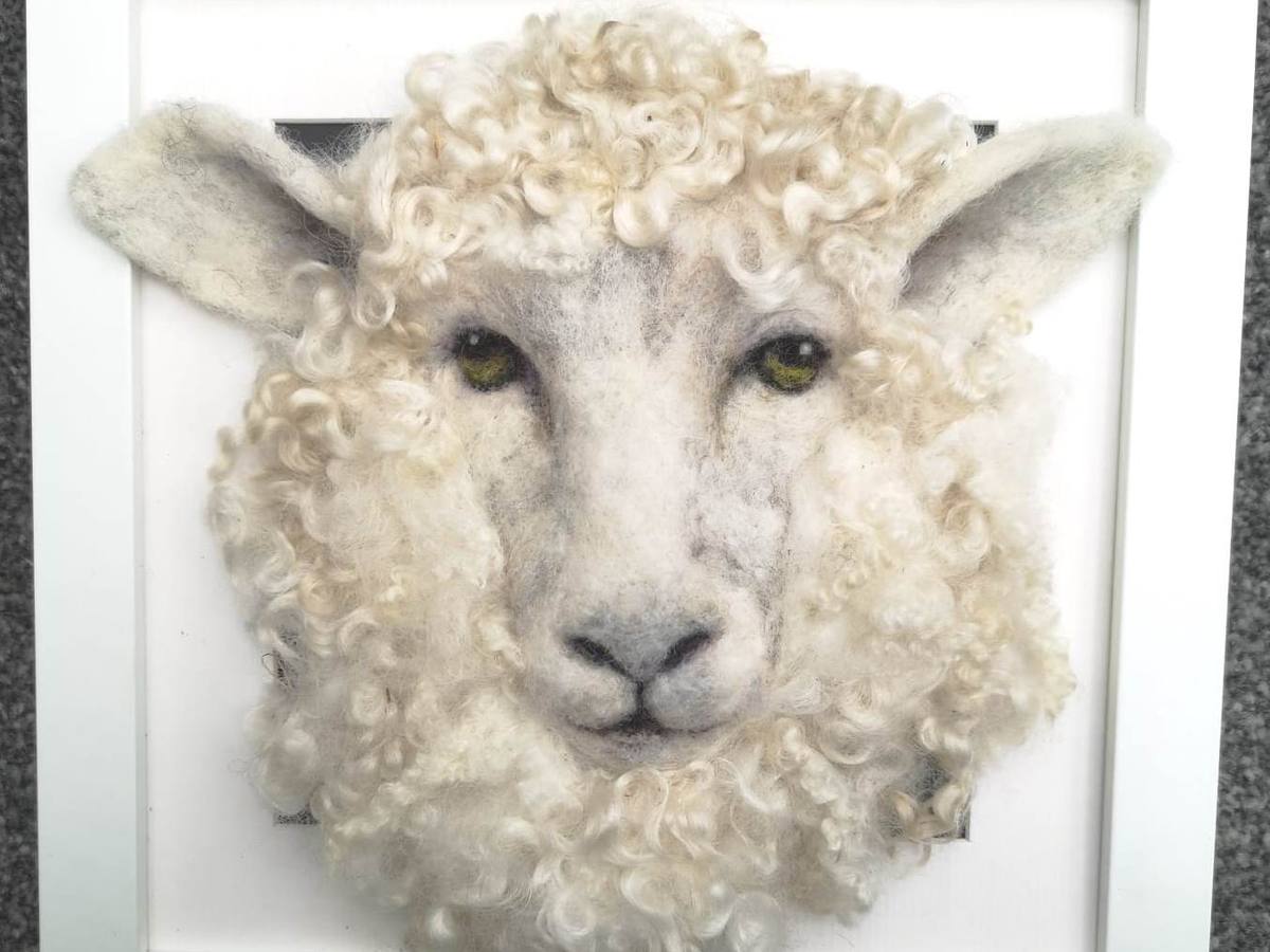 'Needle Felted Sheep Portrait of