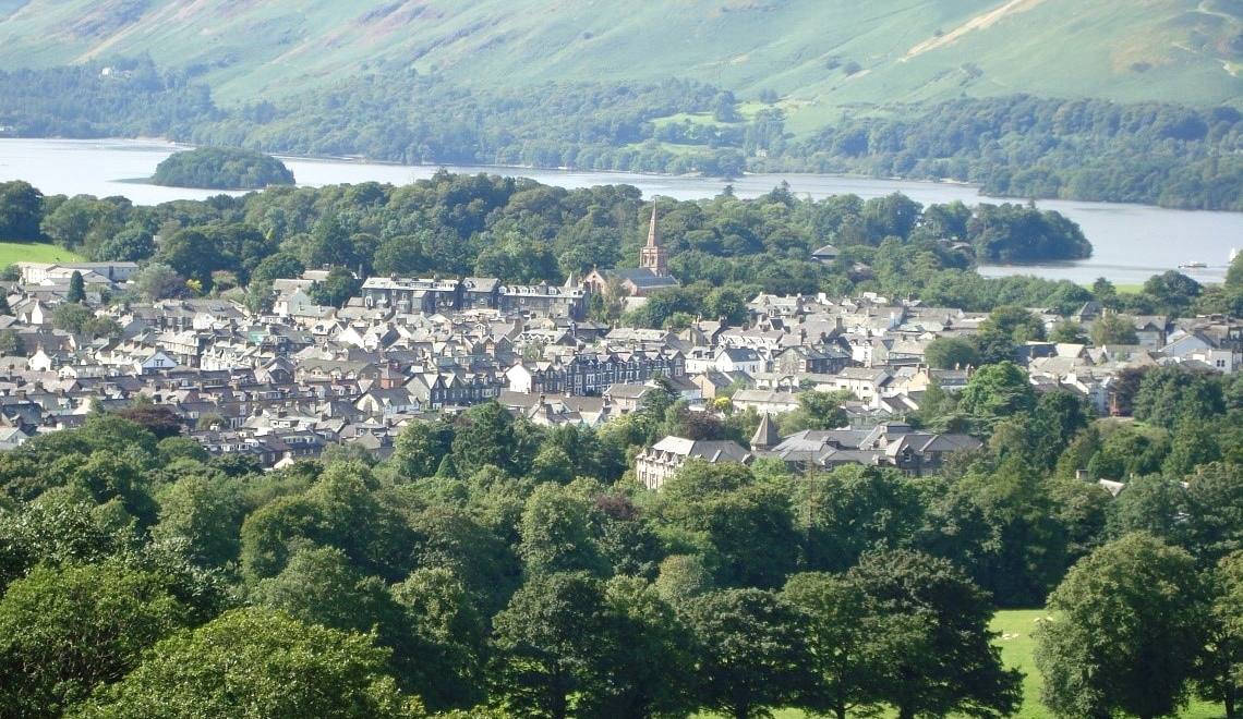 Keswick town below with Derwentwater and the far fells beyond