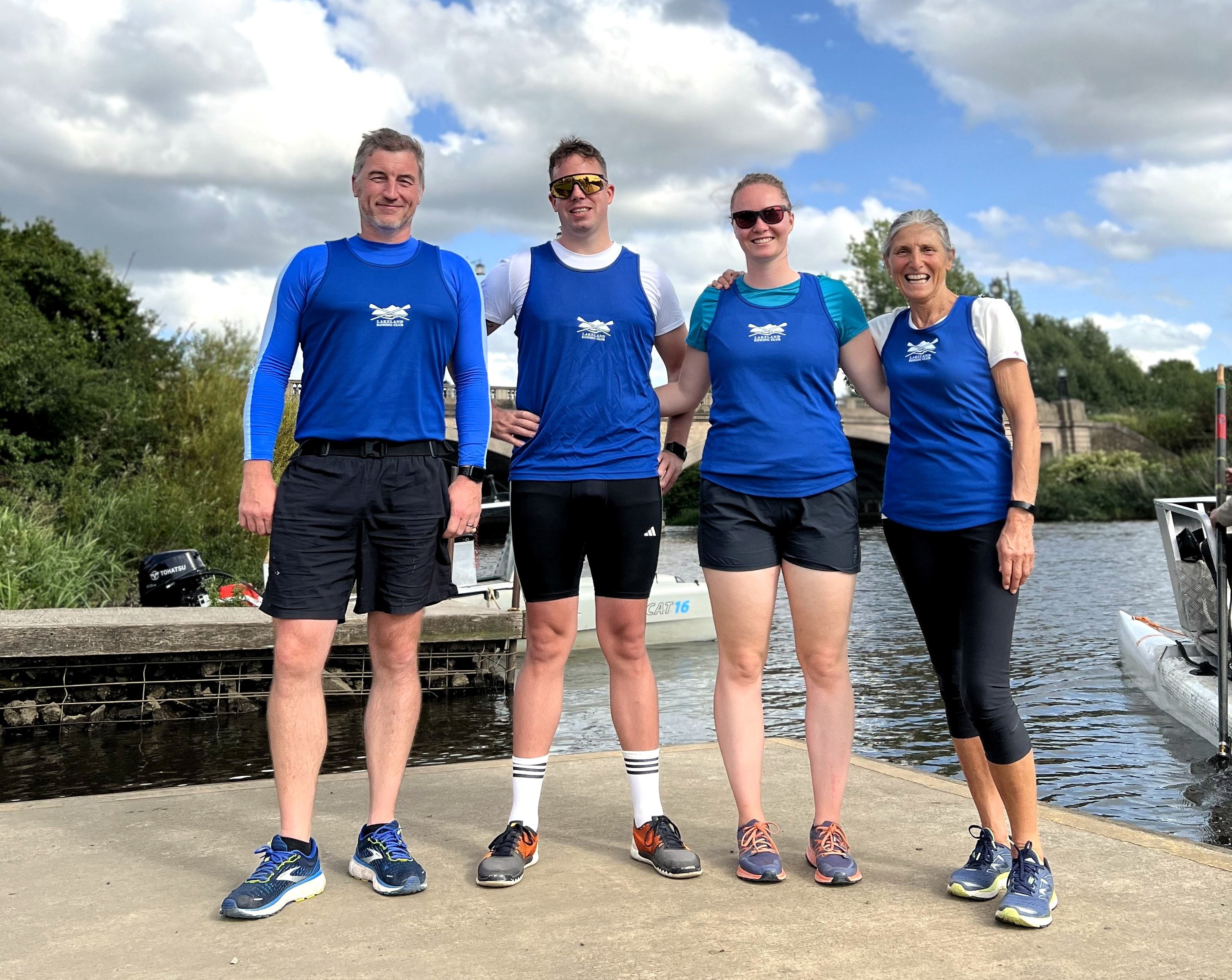 Adult learn-to-row graduates ready to race at Warrington. Photo by Karen Wagstaff