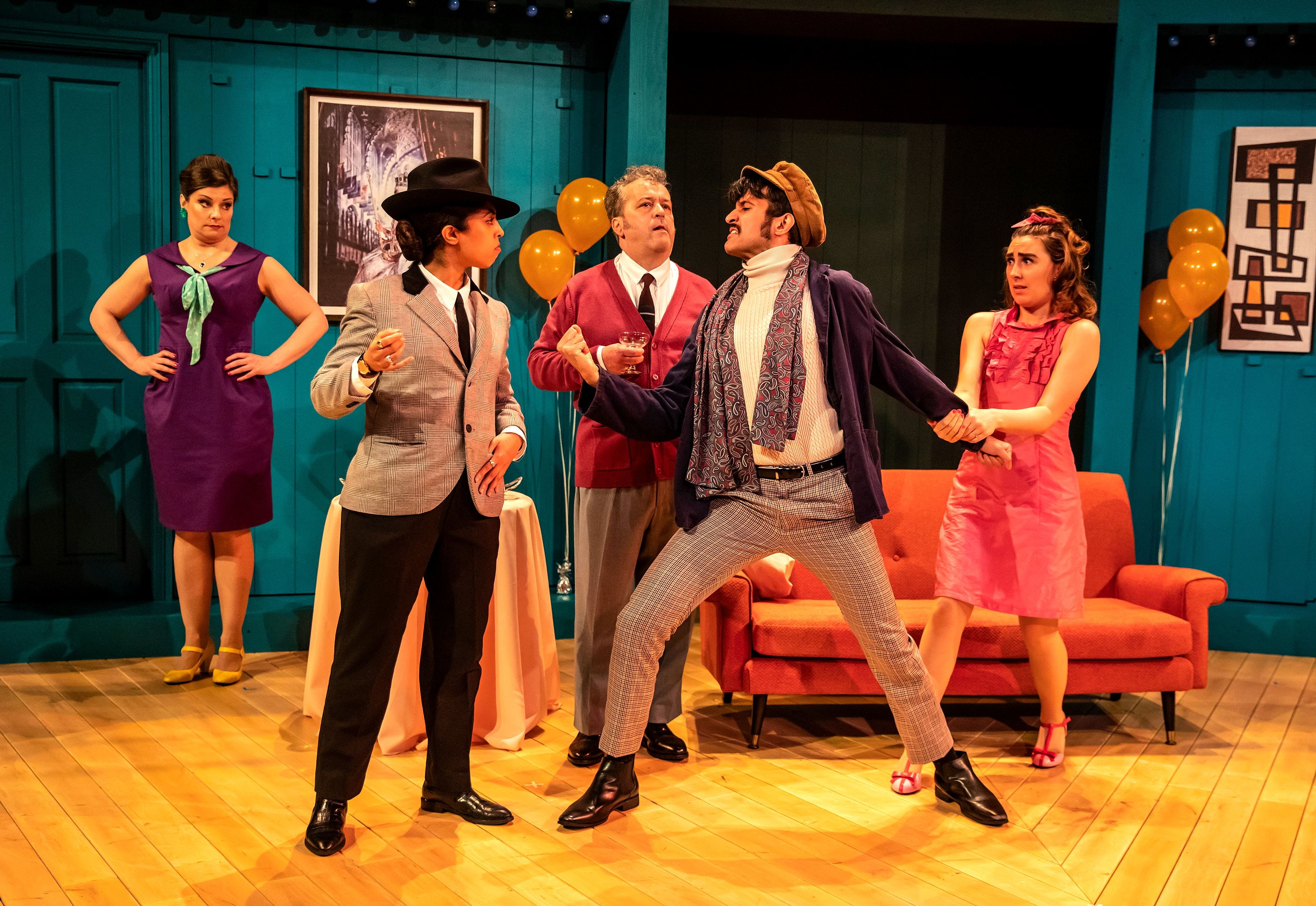 Cast of One Man, Two Guvnors. Photo By Pamela Raith
