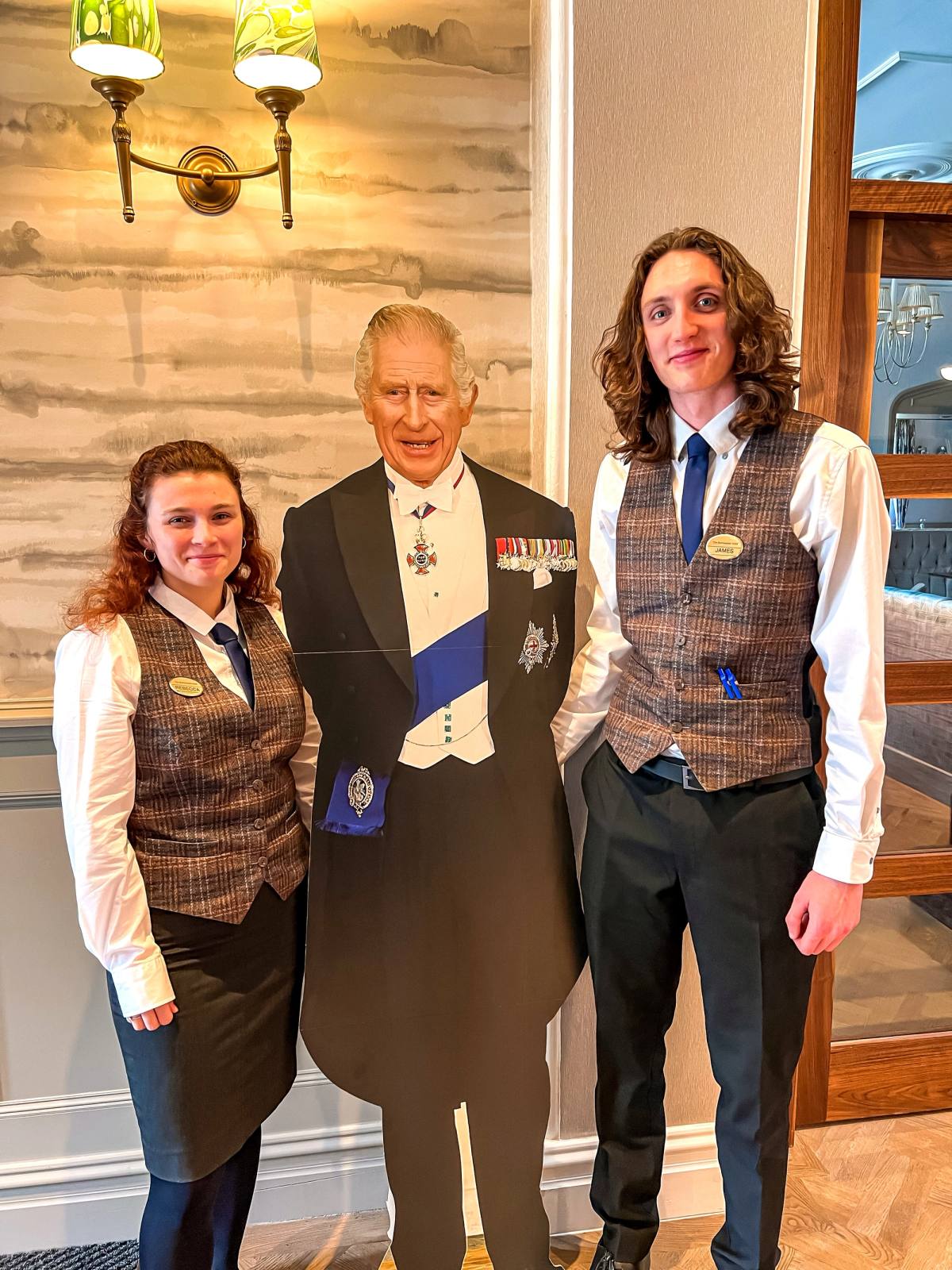 cut out of king charles with staff either side at The Borrowdale Hotel