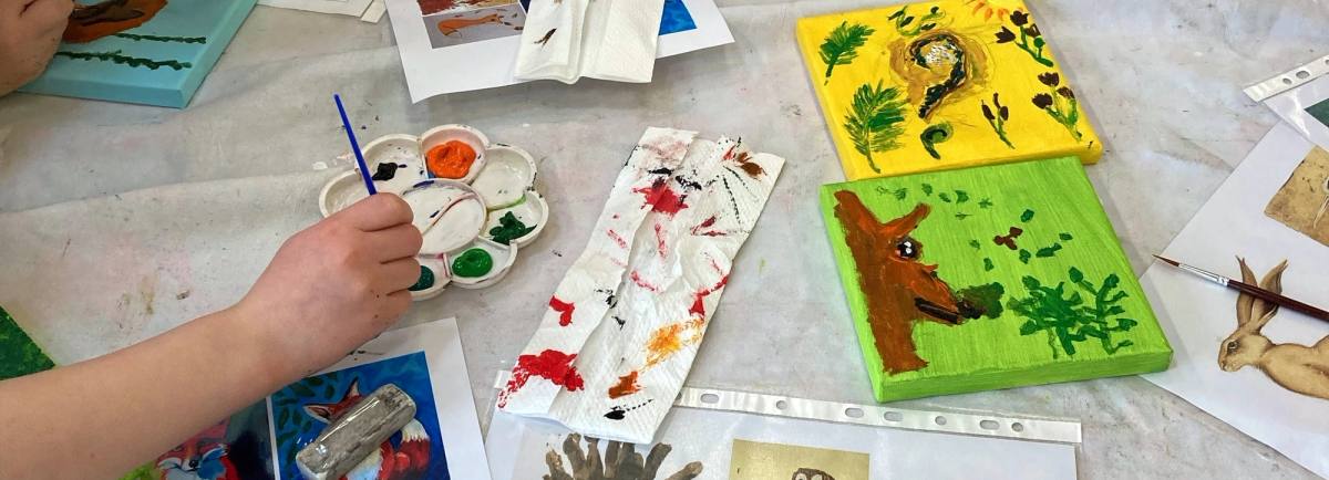 Children creating artwork for the exhibition