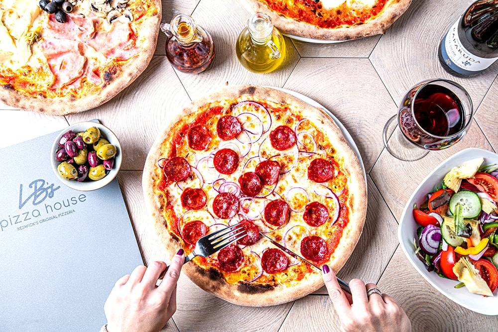 Pizzas at LB's Pizza House