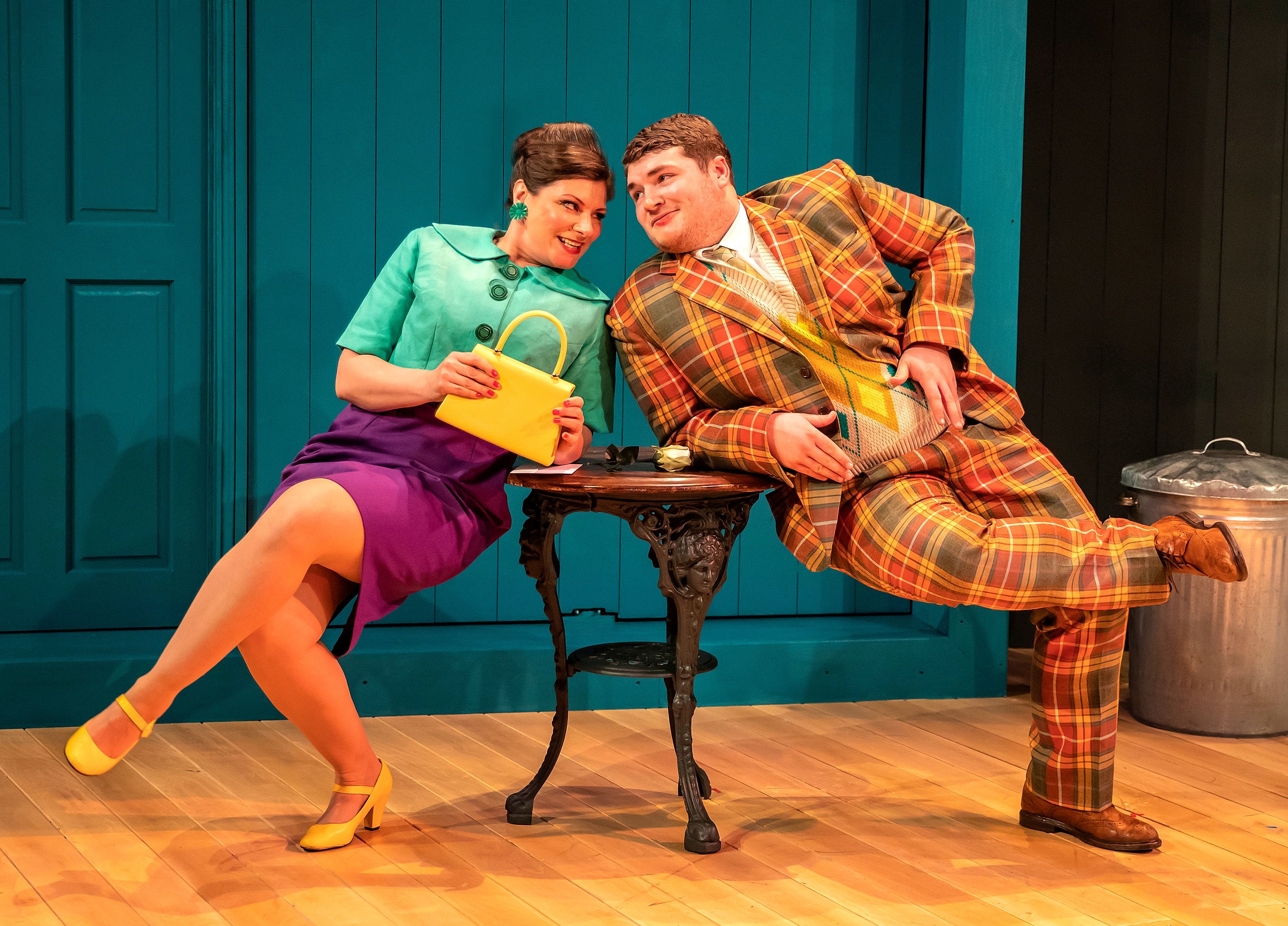 Polly Lister and Jordan Pearson in One Man, Two Guvnors. Photo by Pamela Raith.