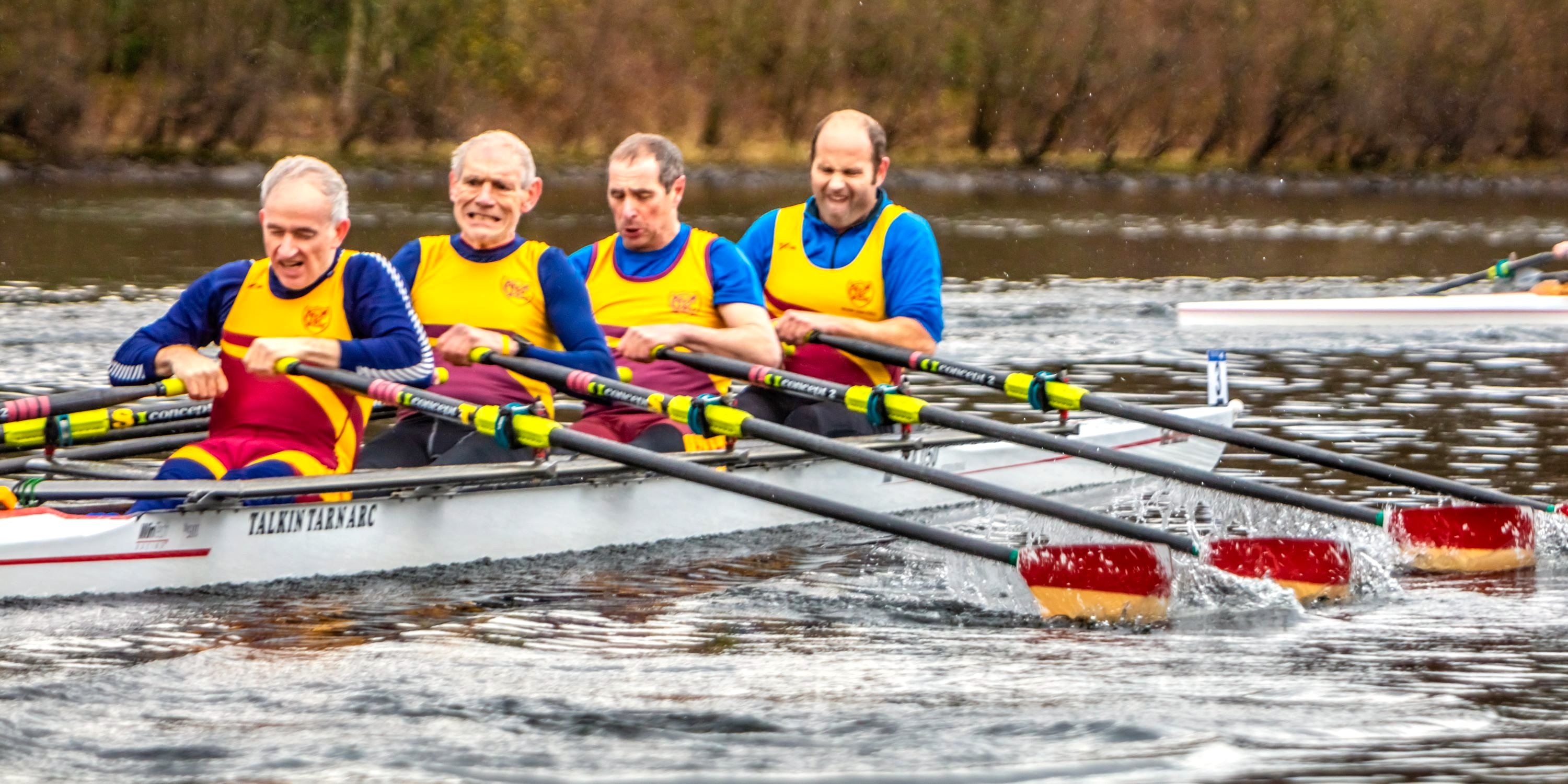 Exhaustion shows on faces of crews at the finish of the trial event