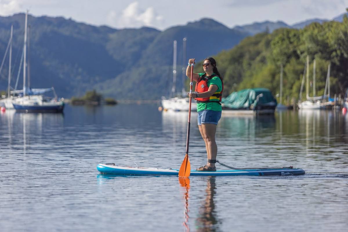 paddleboarding on the lake