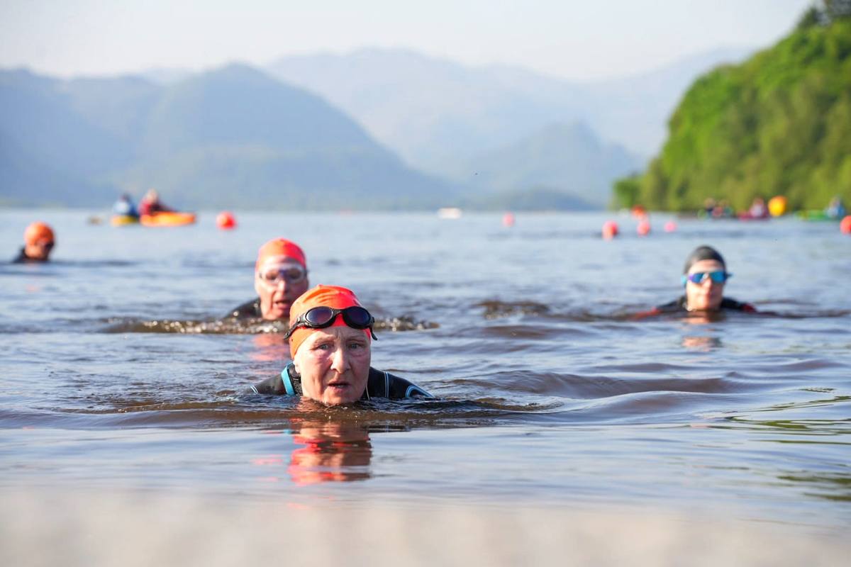 Open water swimming in Derwentwater at KMF 2024