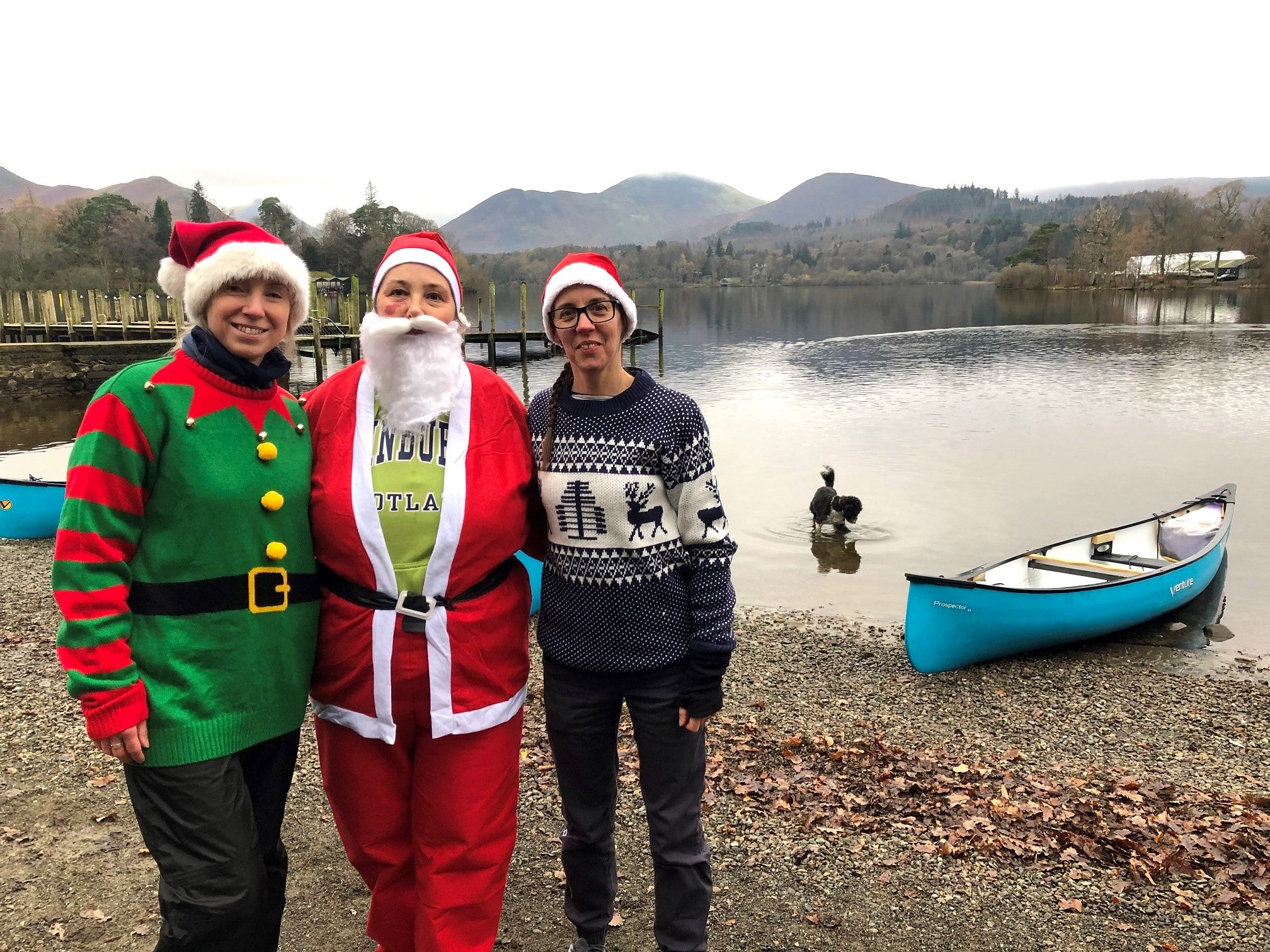 KTA Santa Splash Team L-R: Hayley (Keswick Cheese Deli), Vanessa (KTA), Becky (KTA)