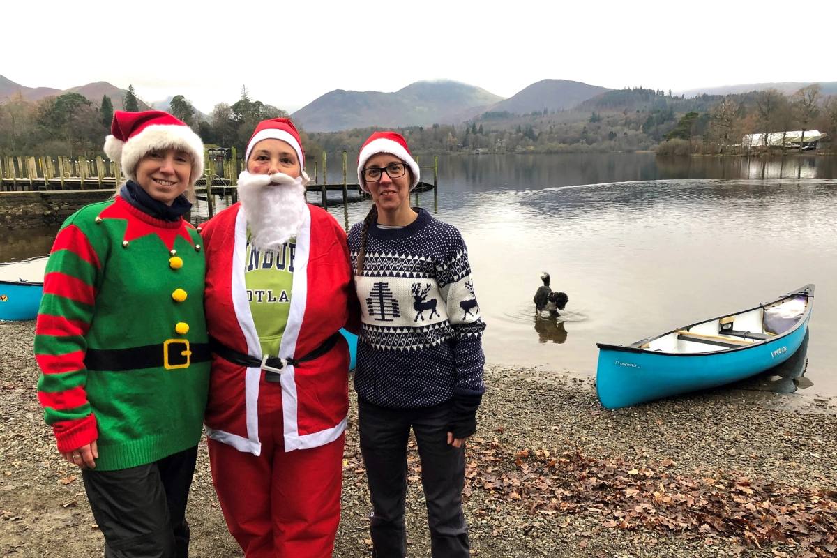 KTA Santa Splash Team L-R: Hayley (Keswick Cheese Deli), Vanessa (KTA), Becky (KTA)