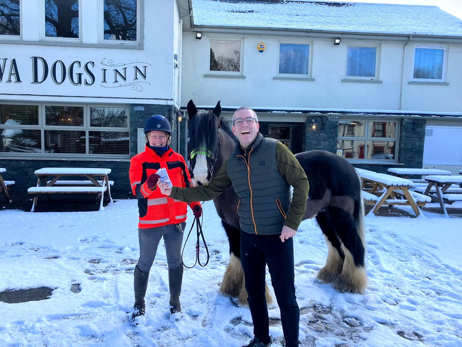 Lou Hogan, Riding Instructor at Calvert Lakes Stables, with Justin Farnan at the TWA Dogs