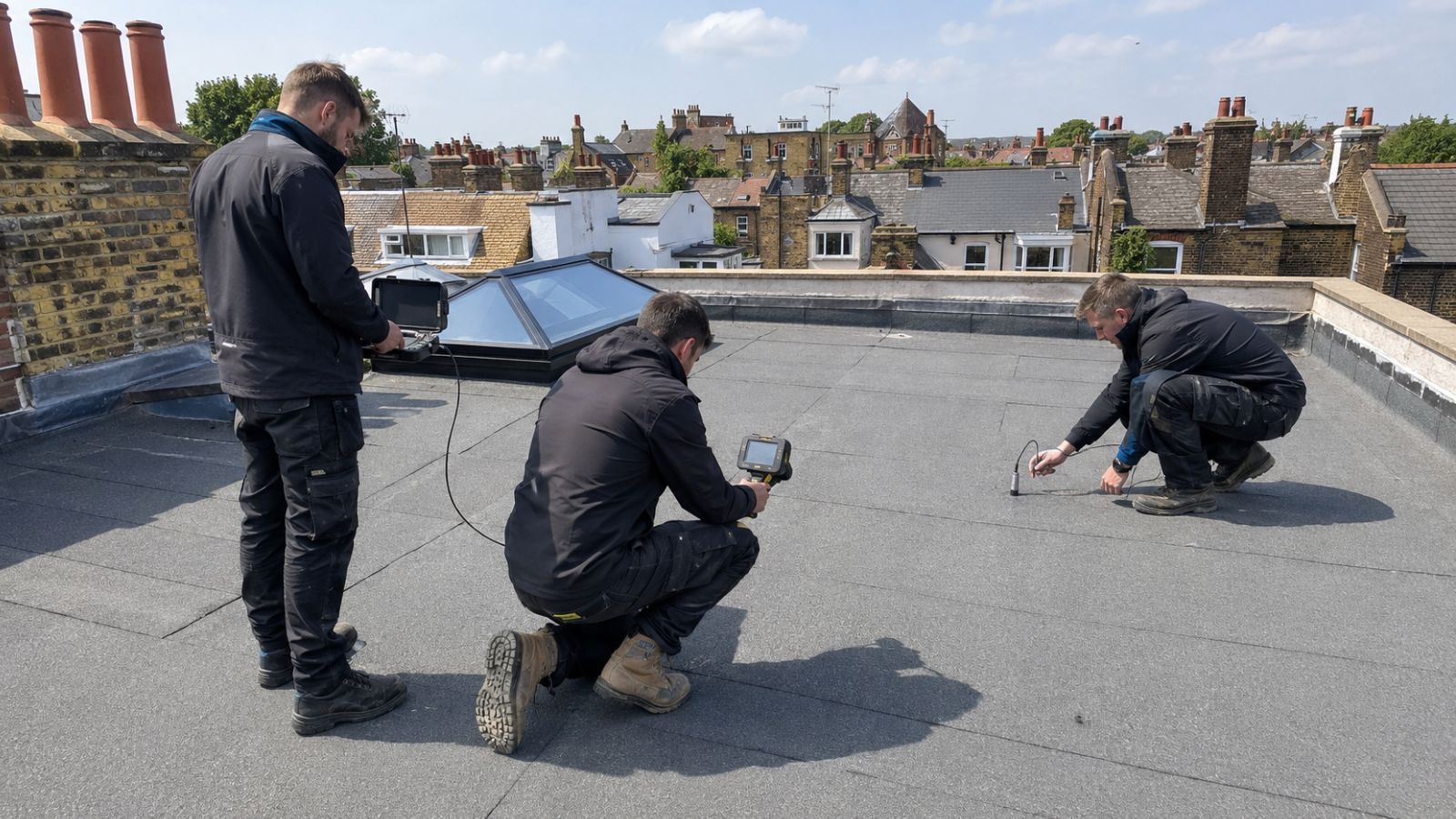 Clear Flow flat roof leak detection survey in London