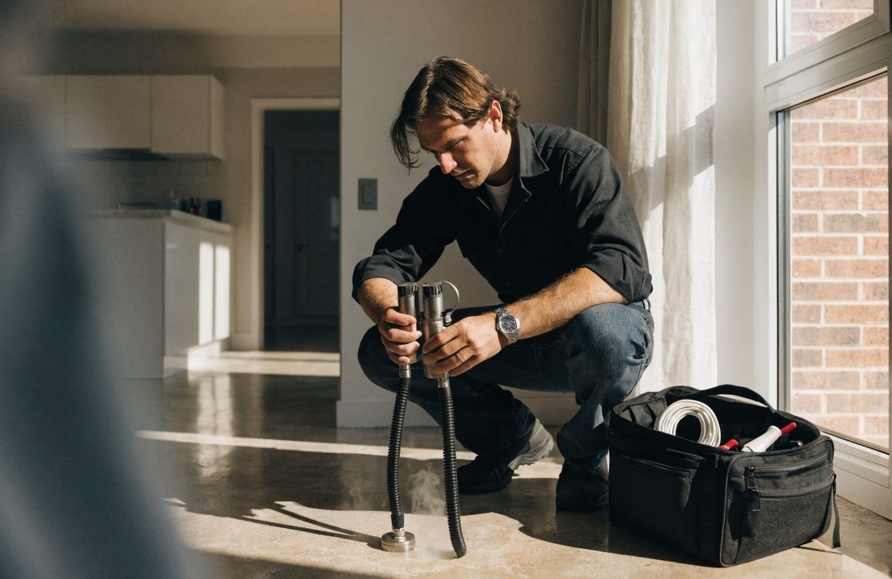 Leak detection engineer at work