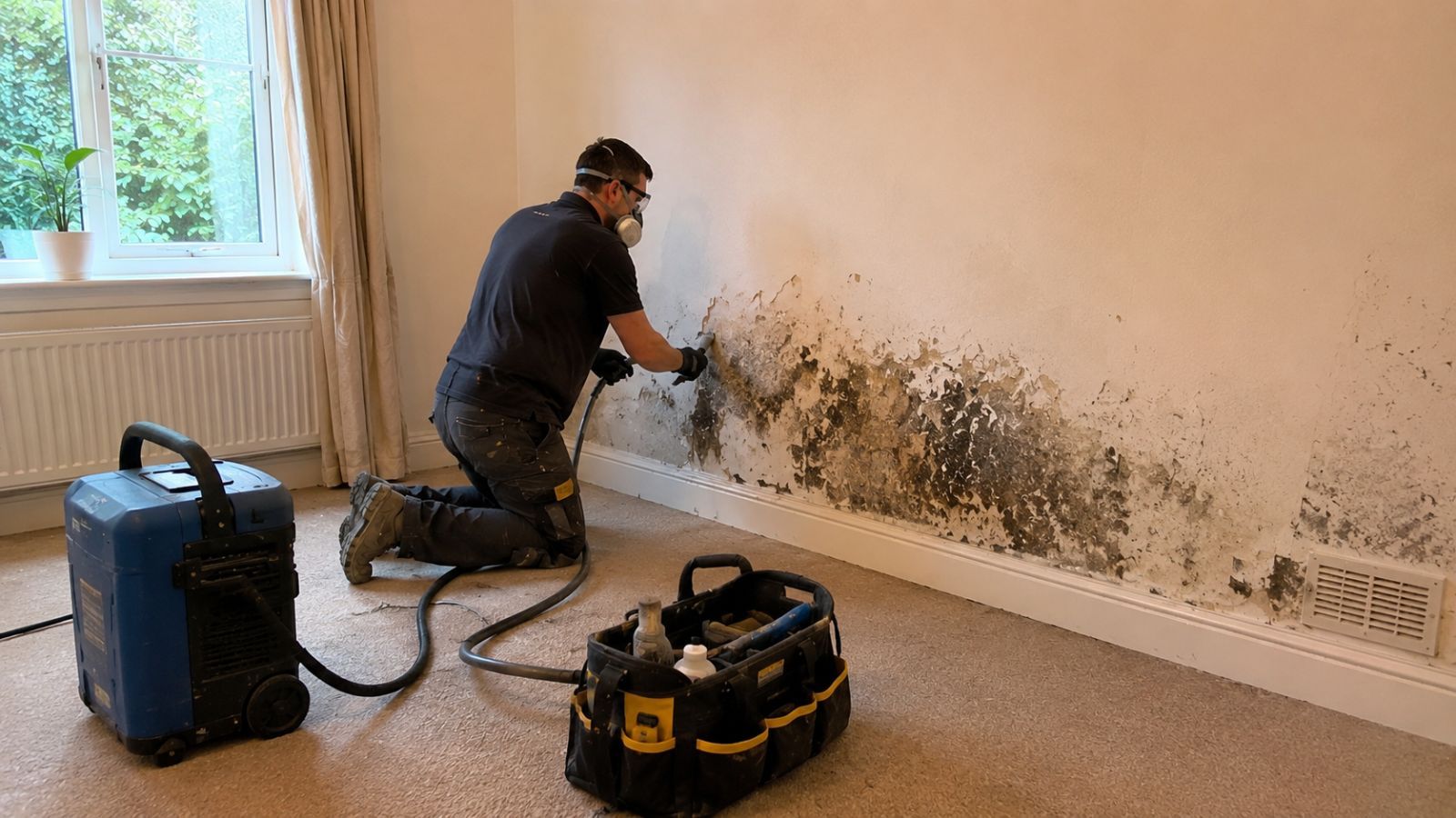 Clear Flow engineer carrying out mould removal and remediation in Bromley, London