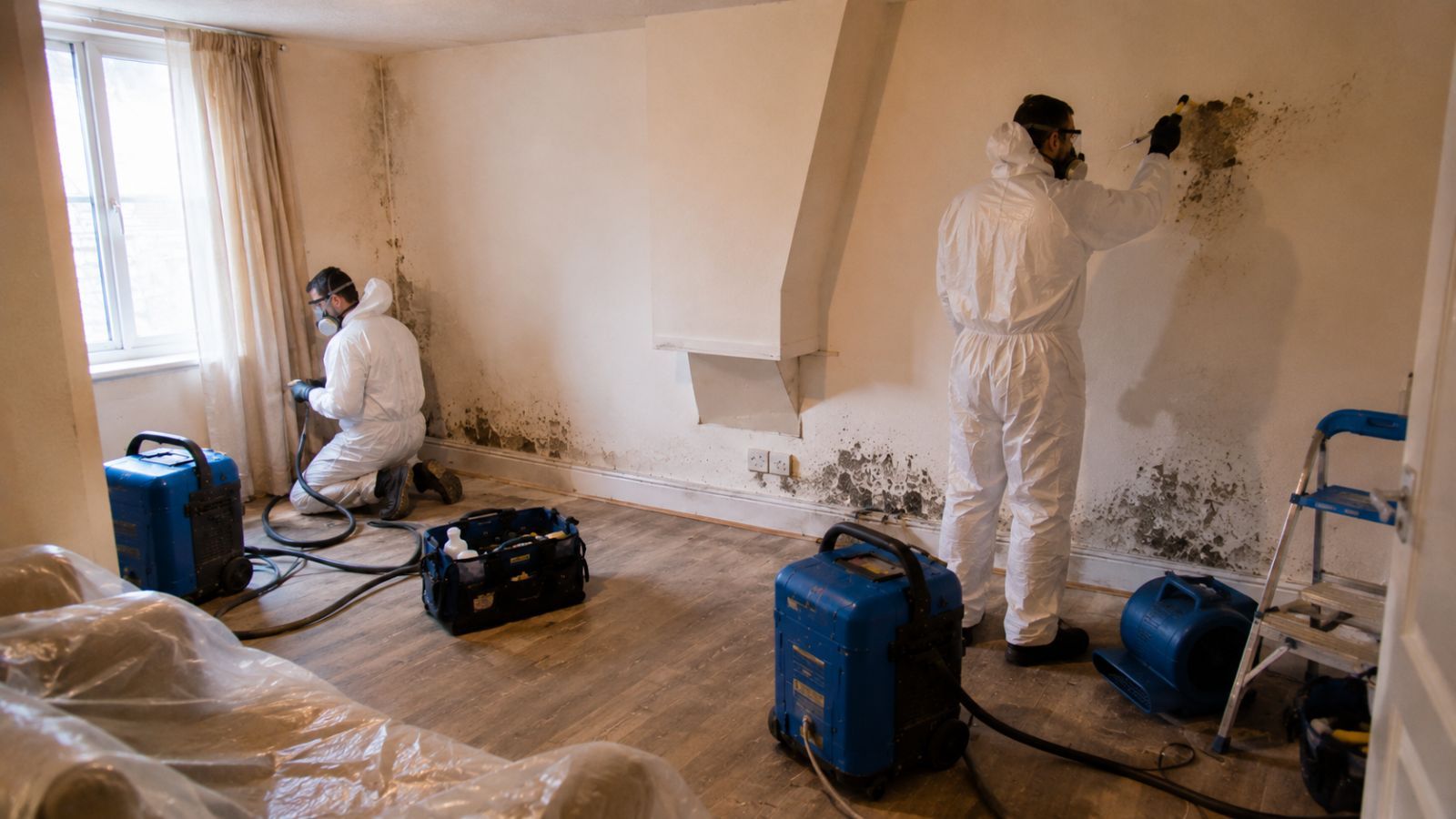 Clear Flow engineer carrying out mould removal and remediation in Bexley, London