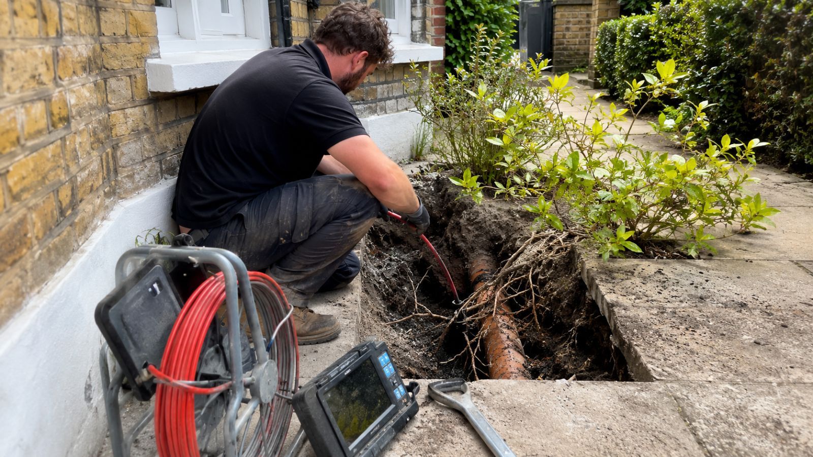 Clear Flow engineer carrying out drain leak detection in Islington, London