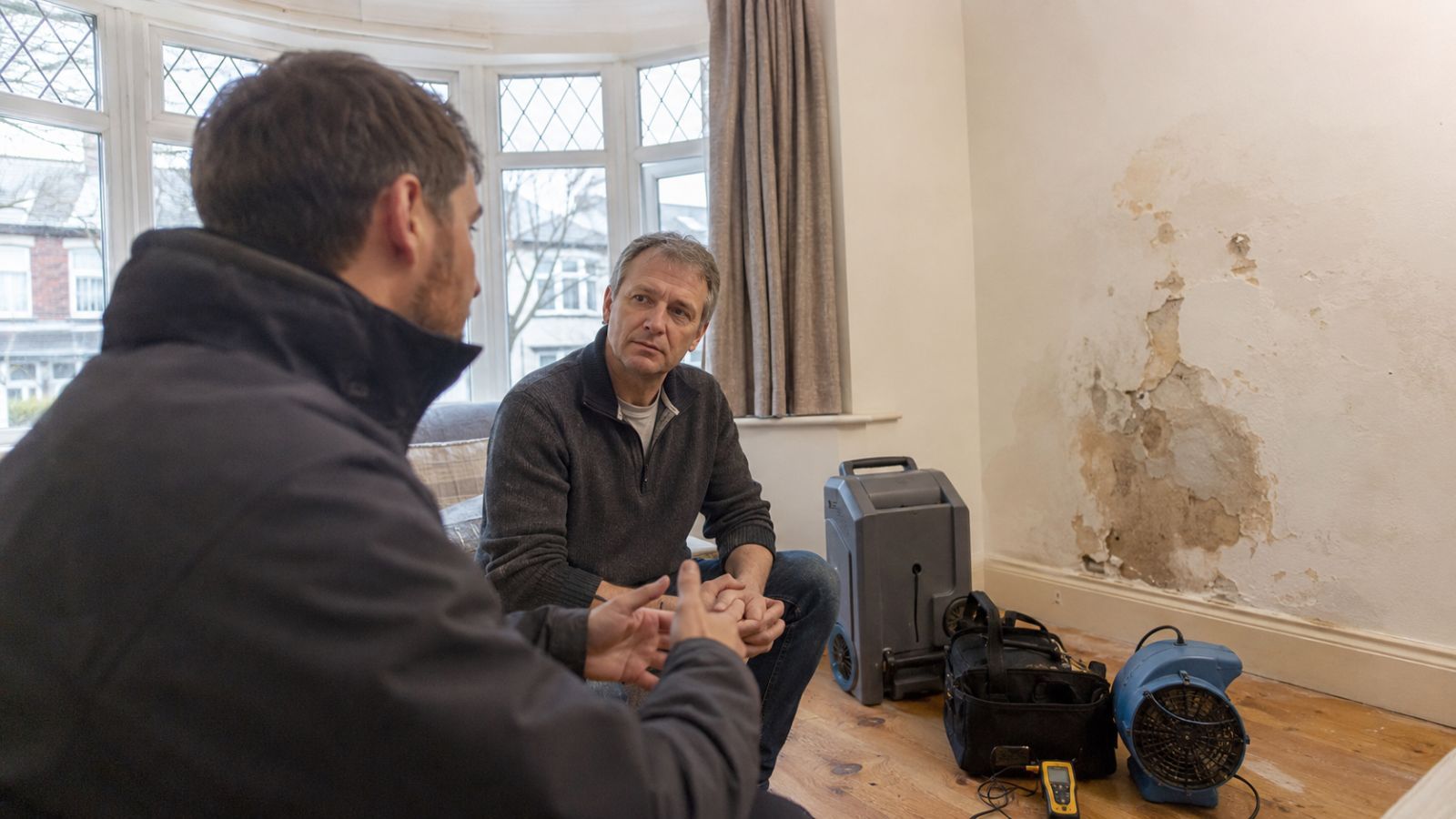 Clear Flow engineer carrying out water damage restoration in Hillingdon, London
