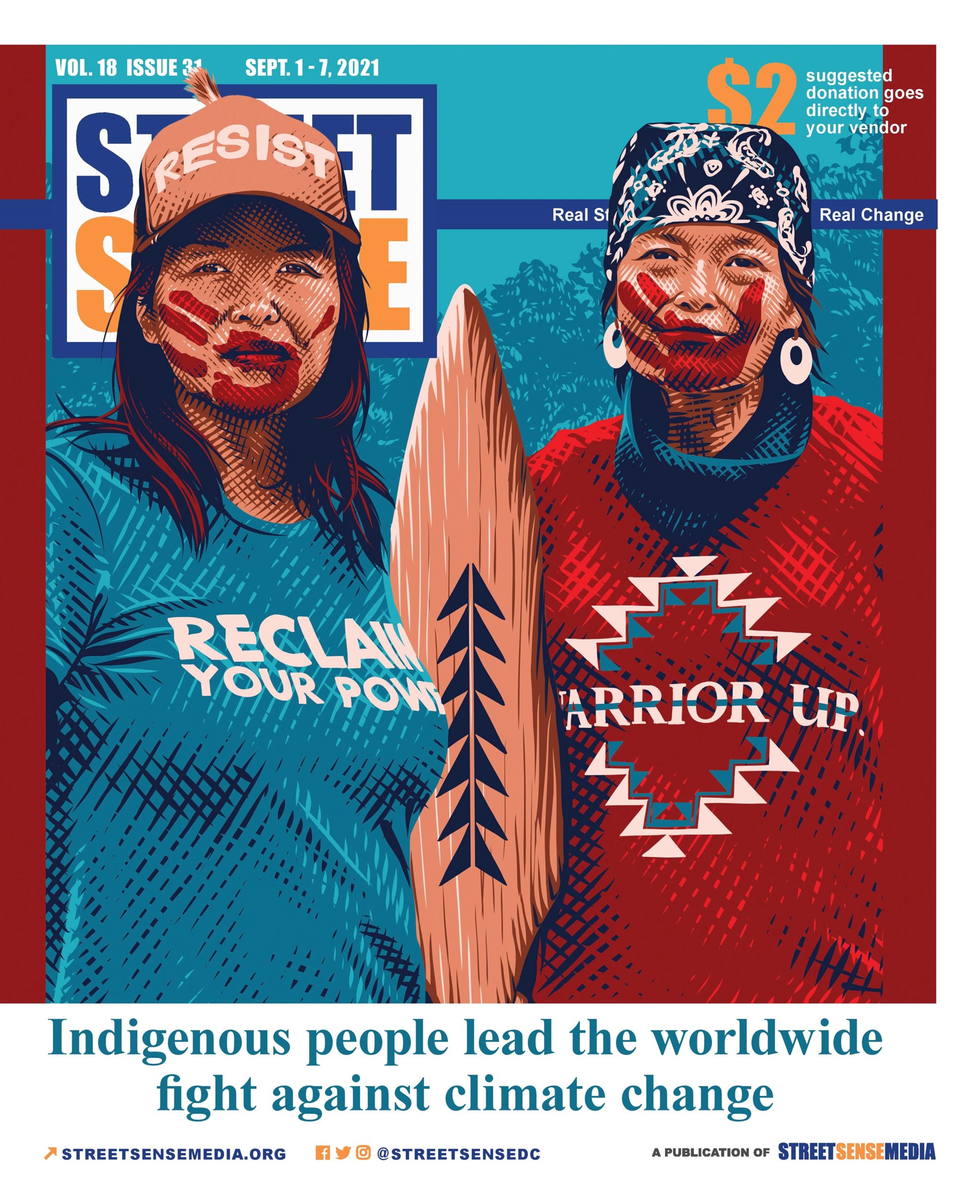 The cover of Washington DC street paper Street Sense depicting Indigenous women leaders