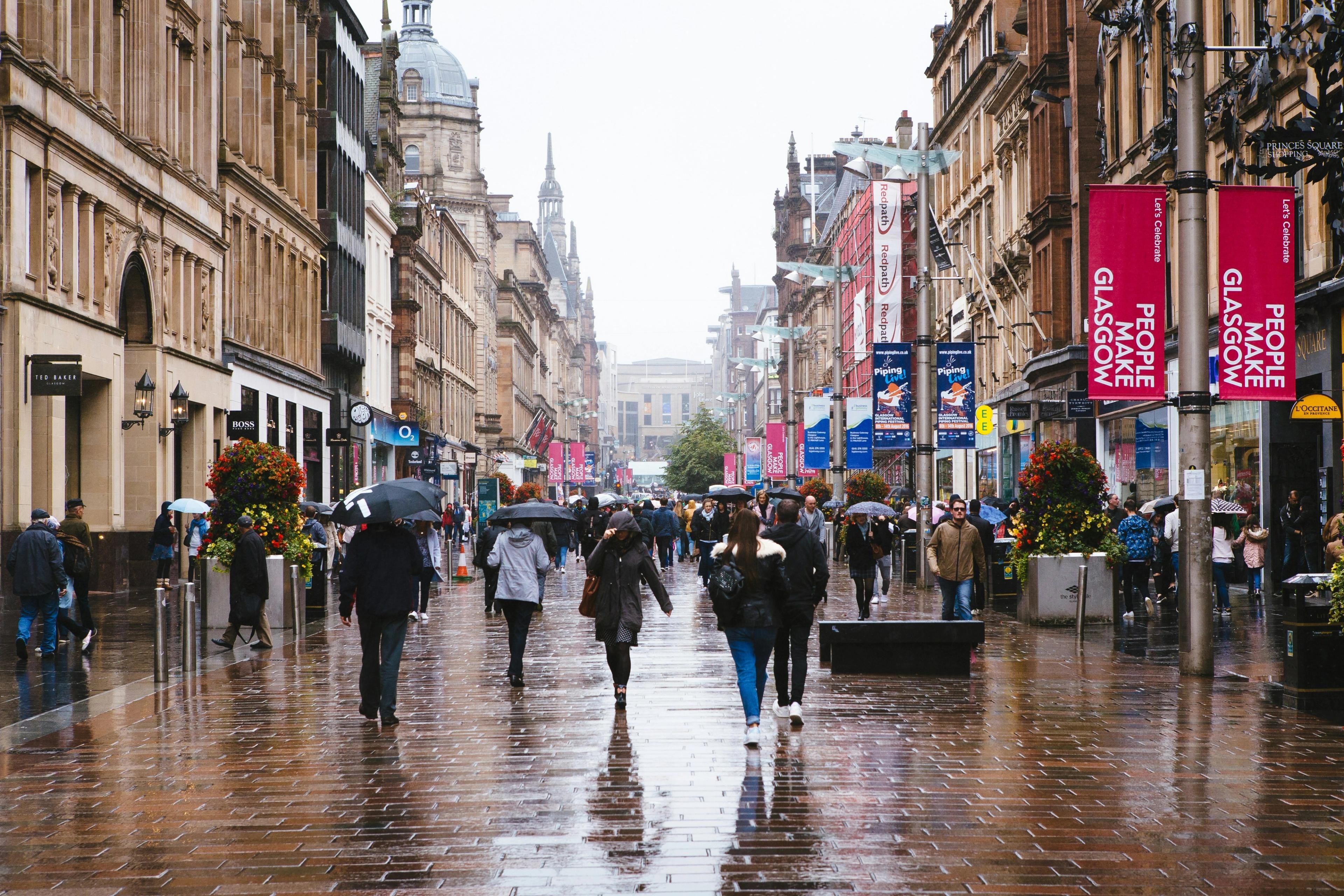 A rainy day on Buchanan Street, Glasgow