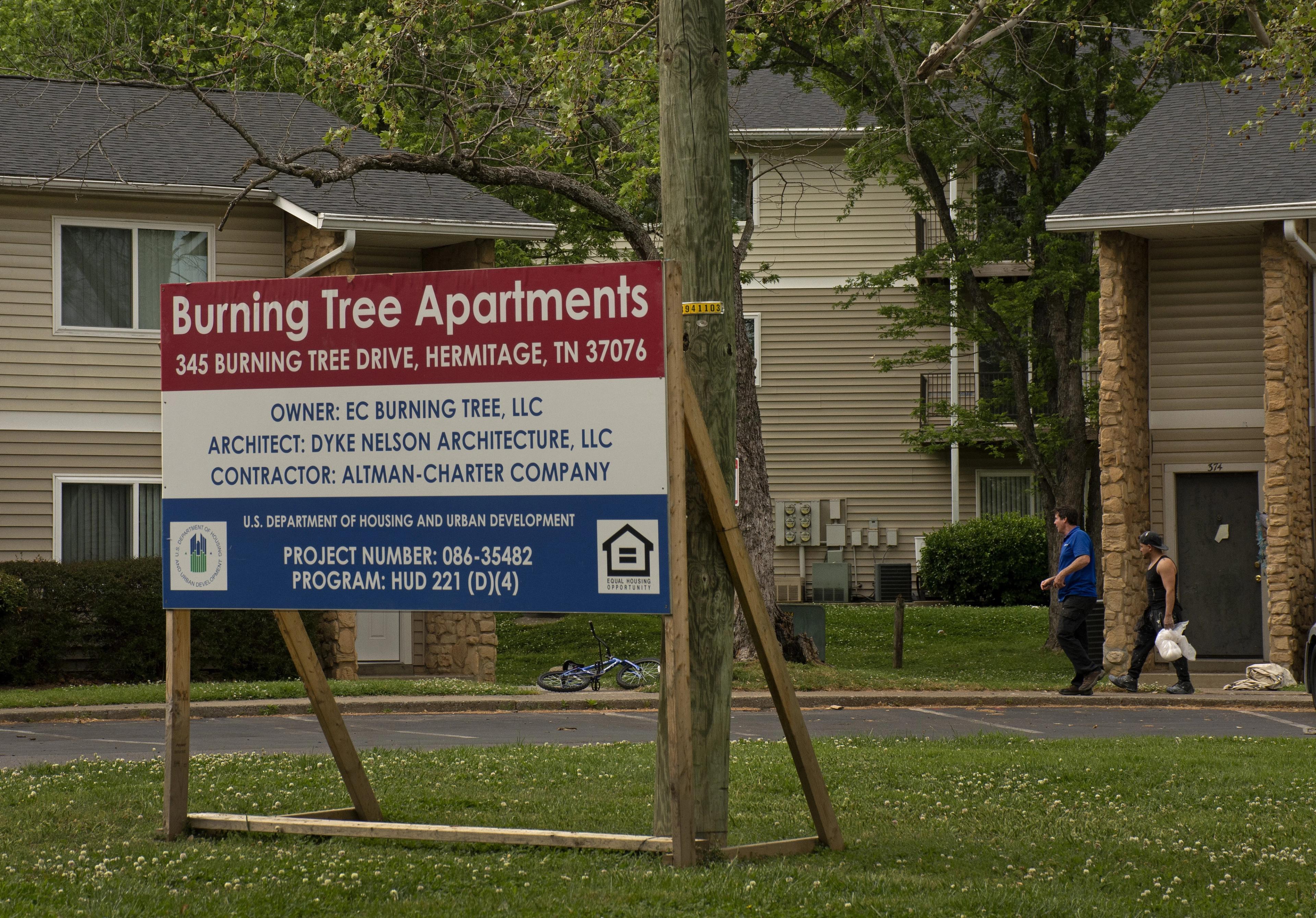 Burning Tree Apartments in Nashville’s Hermitage neighborhood. All formerly homeless residents of this apartment complex were served eviction papers on the same day.