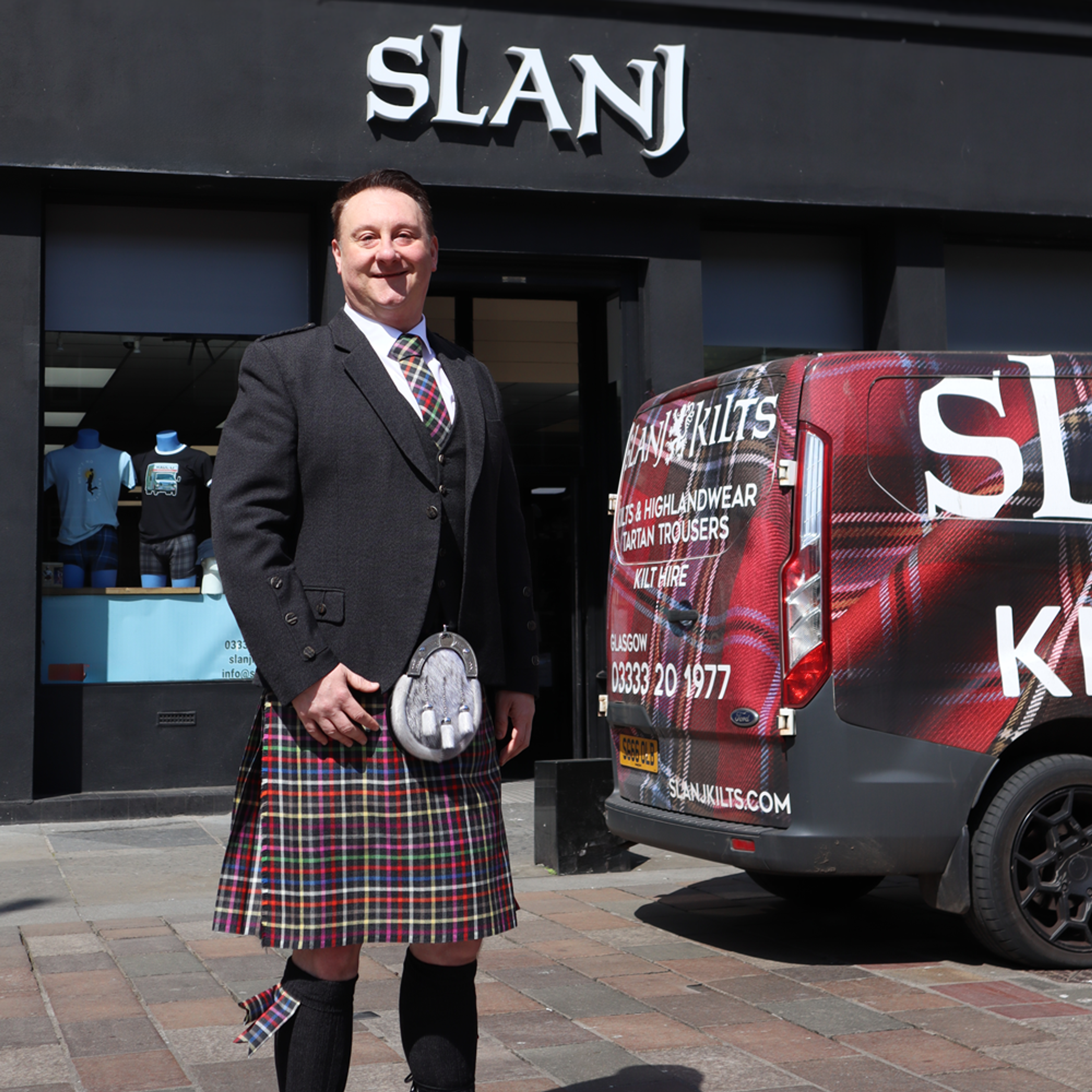 Balamory actor Andrew Agnew models the International Homeless Tartan