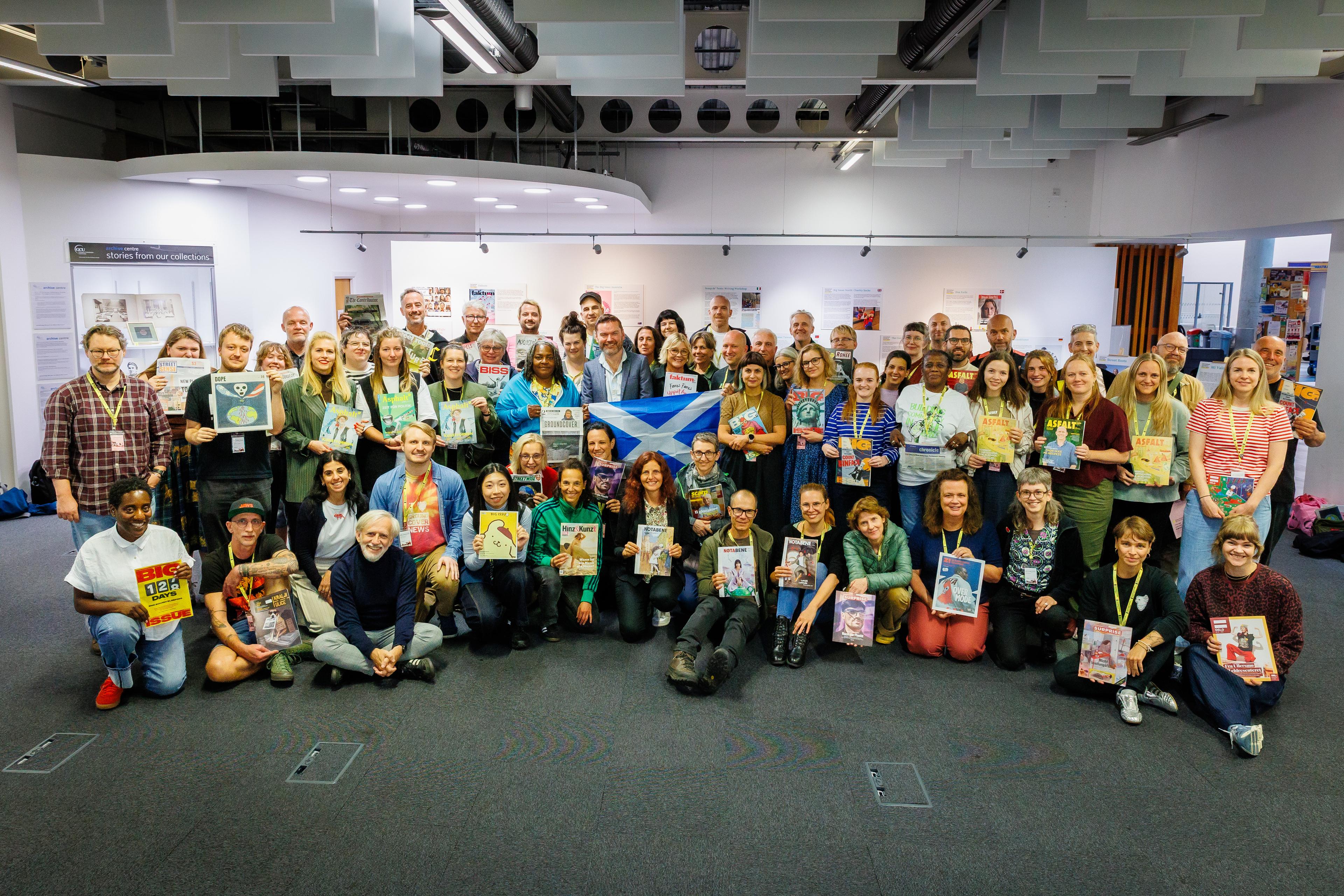 Delegates at the 2026 Global Street Paper Summit gather at Glasgow Caledonian University