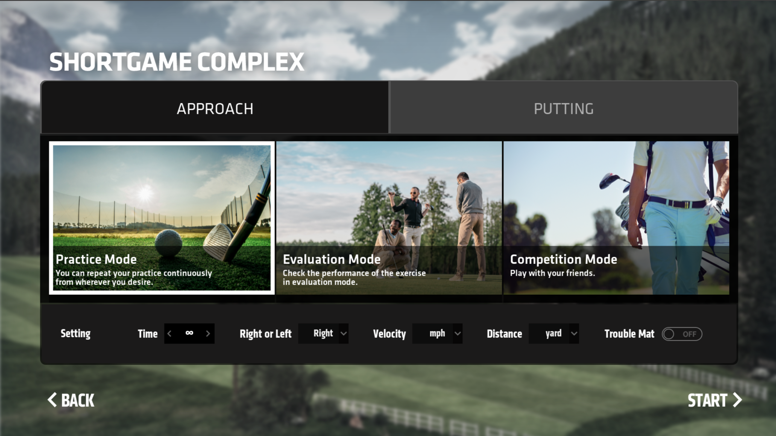 Uneekor Refine software menu for Golf Simulators