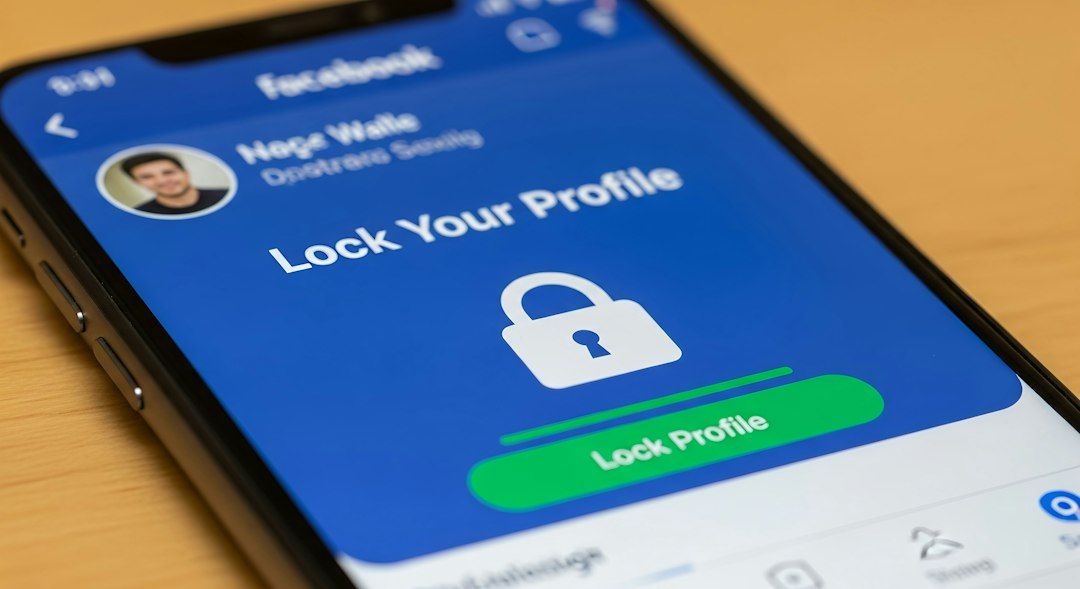 Facebook profile lock screen on a smartphone