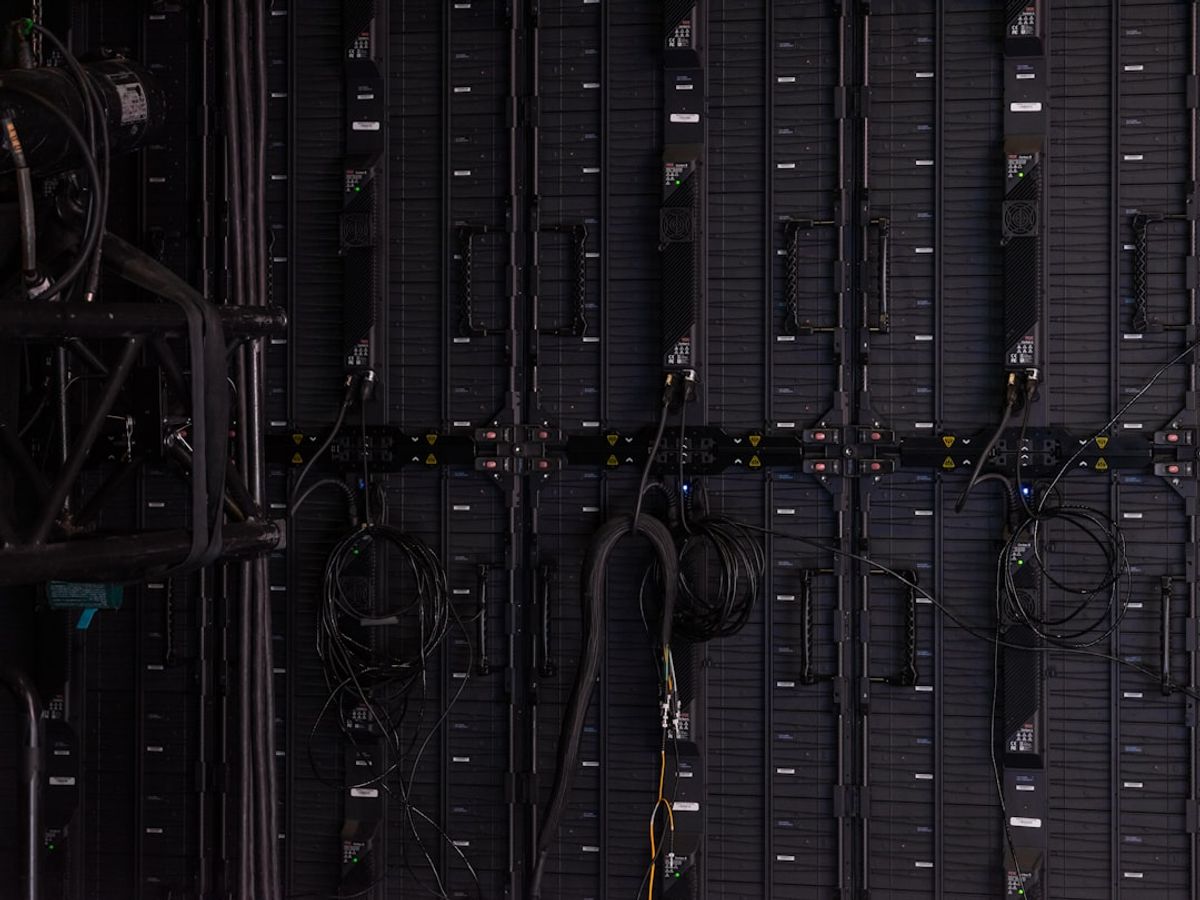 a close-up of a server room
